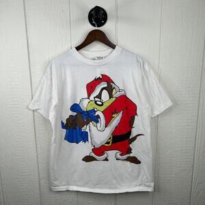 Vintage 90's Tasmanian Devil Santa Clause Double Sided Tee (XL) - $45